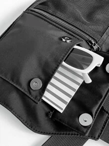 Bolso bandolera con malla en el pecho para hombre - Negro - Ver 7