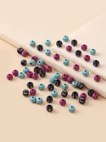 60入組木頭釘珠DIY首飾配件 - 彩色 - 查看 1