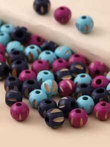 60入組木頭釘珠DIY首飾配件 - 彩色 - 查看 2