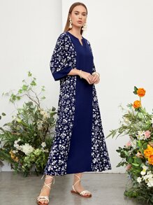 Mulvari Notch Neck Floral Print Dress - Multicolor - View 4