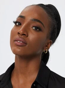 Minimalist Solid Hoop Earrings - Yellow Gold - View 6