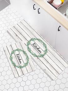 1pc Letter Graphic Kitchen Rug - Multicolor - View 1