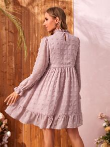 SHEIN Maternidad Vestido ribete con fruncido de lunares - Rosa vieja - Ver 2
