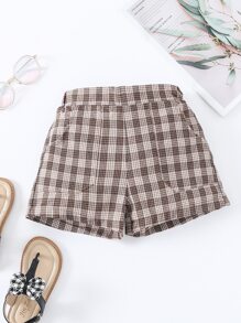 小男童格紋斜口袋短褲 - 彩色 - 查看 1
