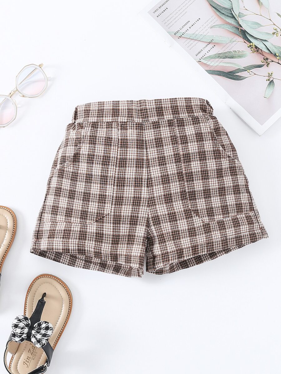 小男童格紋斜口袋短褲 - 彩色 - 查看 1