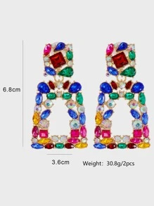 juran Rhinestone Geo Design Earrings - Multicolor - View 5
