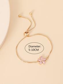 1 件可调节铜花图案镶嵌手链适合女性日常佩戴、约会、派对场合情人节、妈妈、母亲、母亲节、礼物 - 彩色 - 查看 4