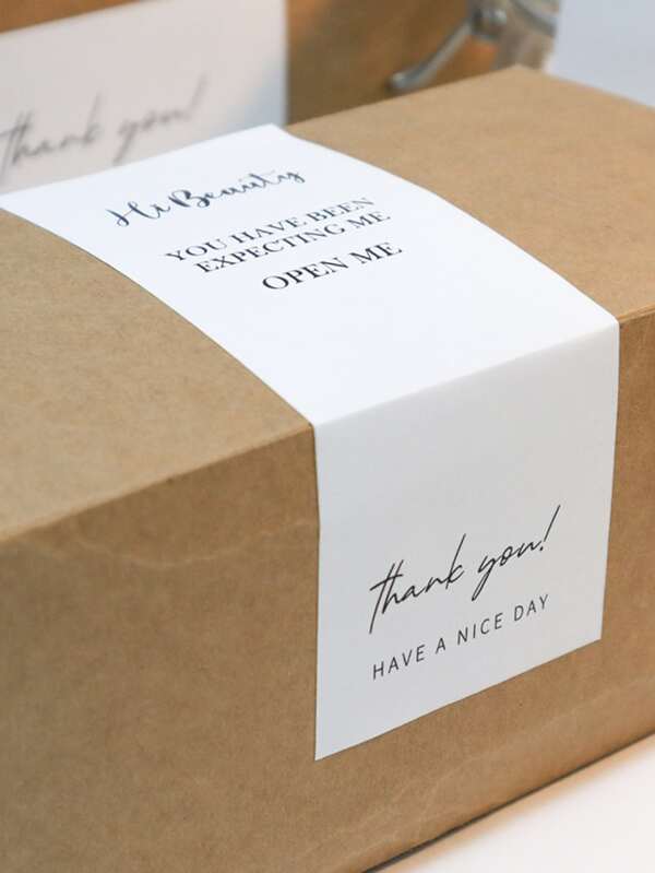 50pcs Slogan Graphic Gift Sticker, Rectangle Gift Box Sealing Sticker For Party Valentine Day