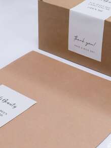 50pcs Slogan Graphic Gift Sticker, Rectangle Gift Box Sealing Sticker For Party Valentine Day - Black and White - View 3