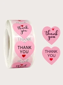 1roll Slogan Graphic Gift Sticker, Heart Envelope Sealing Decal For Party - Multicolor - View 1