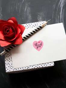 1roll Slogan Graphic Gift Sticker, Heart Envelope Sealing Decal For Party - Multicolor - View 2