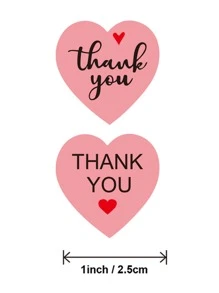 1roll Slogan Graphic Gift Sticker, Heart Envelope Sealing Decal For Party - Multicolor - View 3
