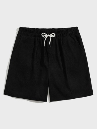 Street Life Pantalones cortos de pana con cordón en la cintura para hombres, escuela