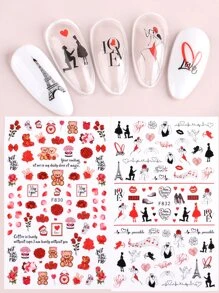 2 ngày lễ tình nhân dán móng tay hình trái tim - Nhiều màu - Xem 1