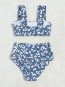 Swim Mod Summer Beach Floral High Waisted Bikini - Multicolor - View 2