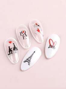 2 ngày lễ tình nhân dán móng tay hình trái tim - Nhiều màu - Xem 2