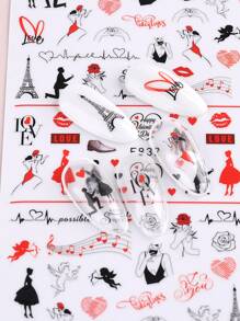 2 ngày lễ tình nhân dán móng tay hình trái tim - Nhiều màu - Xem 4