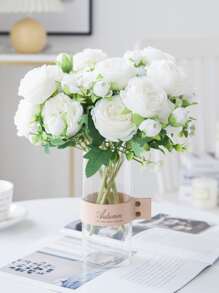 1/3/6支人造牡丹玫瑰花束，适用于婚礼装饰、室内装饰、秋季装饰、花园秋季装饰、新娘捧花、DIY蛋糕装饰、花环制作、卧室花瓶装饰、秋季户外花园装饰、生日派对、活动装饰、情人节礼物和新年装饰。 - 白色 - 查看 5