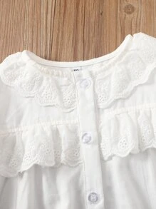 Tops em bé Xù Tranh thêu màu trơn - trắng - Xem 3