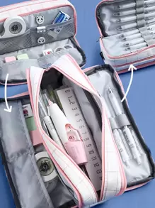 1入組格紋圖案筆袋 - 彩色 - 查看 7