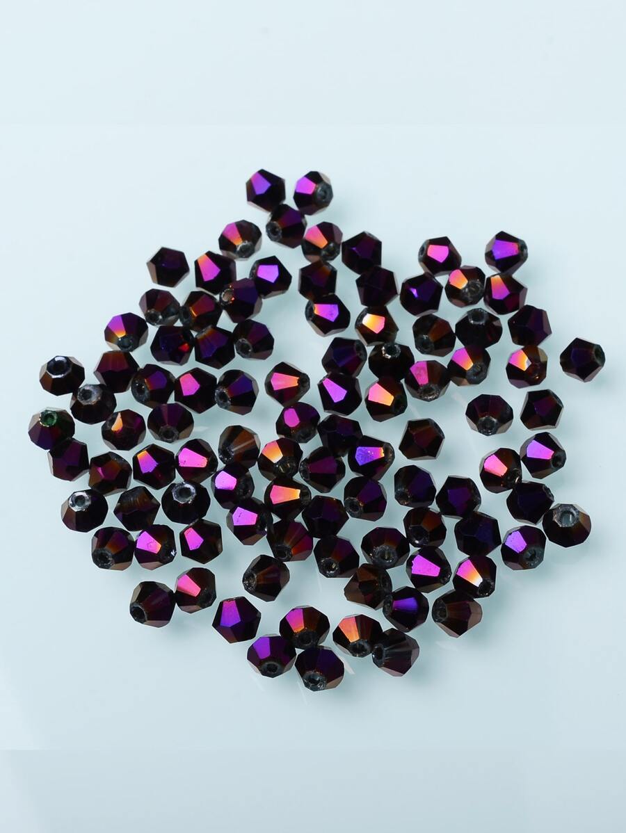 1pack 4mm Geometric Glass Beads - Purple - View 1