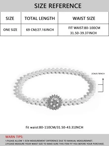 Rhinestone Detail Faux Pearl Belt - trắng - Xem 4