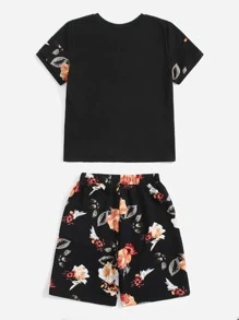 SHEIN 男孩印花上衣和短褲 - 彩色 - 查看 2