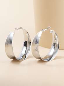 1 Cặp khuyên tai tròn hình học kim loại có họa tiết phóng đại thời trang dành cho nữ, thích hợp cho hộp đêm, tiệc tối - Bạc - Xem 3