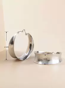 1 Cặp khuyên tai tròn hình học kim loại có họa tiết phóng đại thời trang dành cho nữ, thích hợp cho hộp đêm, tiệc tối - Bạc - Xem 4