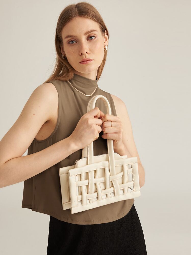 MOTF PREMIUM Top viscosa de cuello alto sin manga - Camel - Añade 9