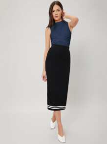 MOTF PREMIUM Áo hai dây xoắn lại màu trơn Giải trí - Màu xanh hải quân - Xem 3