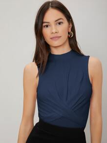 MOTF PREMIUM Áo hai dây xoắn lại màu trơn Giải trí - Màu xanh hải quân - Xem 8