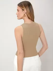 MOTF PREMIUM Bezrękawniki Prążkowana Dzianina Prosty Casual