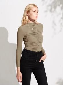 MOTF PREMIUM 褶邊上衣 - 卡其色 - 查看 1