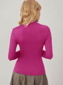 MOTF PREMIUM Áo thun nữ màu trơn Giải trí - Màu Hồng Tươi - Xem 2