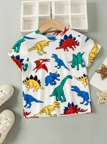 SHEIN Toddler Boys Dinosaur Print Tee - Multicolor - View 1