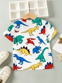 SHEIN Toddler Boys Dinosaur Print Tee - Multicolor - View 2