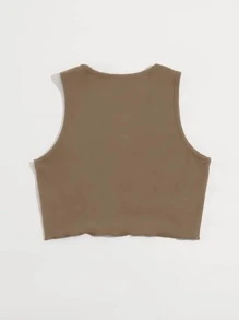 SHEIN Unity Top tank con estampado de letra - Marrón Mocha - Ver 2