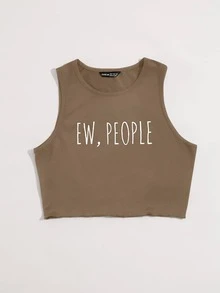 SHEIN Unity Top tank con estampado de letra - Marrón Mocha - Ver 3