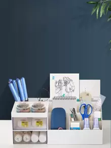 1pc Multifunction Random Color Desk Storage Box - Multicolor - View 1