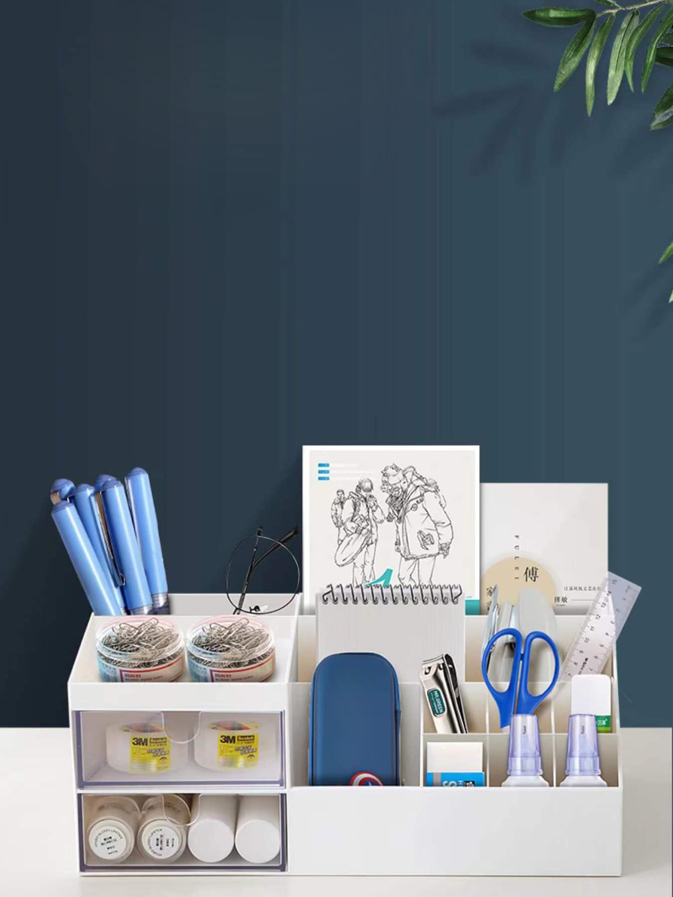 1pc Multifunction Random Color Desk Storage Box - Multicolor - View 1