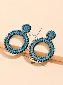 Hoa tai trang trí hình tròn Rhinestone - Màu xanh lam - Xem 3