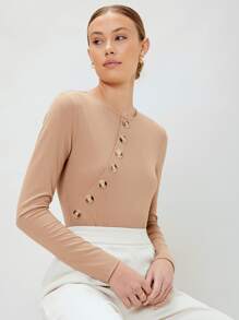 MOTF RIBBED BODYSUIT - Apricot - View 1