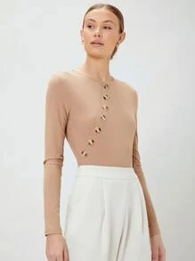 MOTF RIBBED BODYSUIT - Apricot - View 7