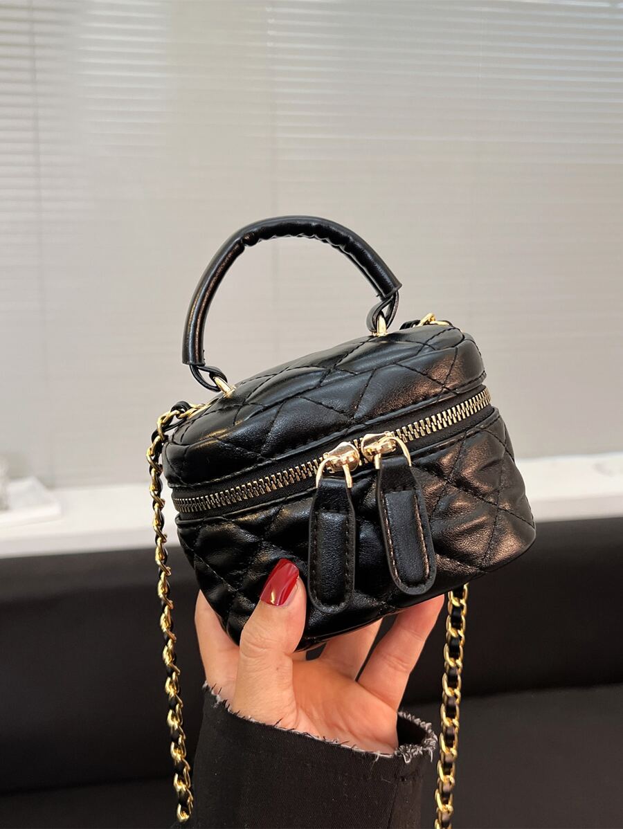 CONTAINEVERY Waterproof,Lightweight,Business Casual Mini Quilted Chain Bucket Bag For Teen Girls Women College Students,Rookies & White-collar Workers Perfect for Office,College,Work ,Business,Commute - Black - View 1