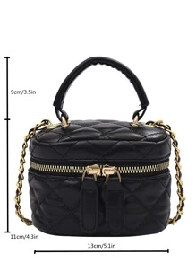 CONTAINEVERY Waterproof,Lightweight,Business Casual Mini Quilted Chain Bucket Bag For Teen Girls Women College Students,Rookies & White-collar Workers Perfect for Office,College,Work ,Business,Commute - Black - View 3