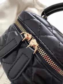 CONTAINEVERY Waterproof,Lightweight,Business Casual Mini Quilted Chain Bucket Bag For Teen Girls Women College Students,Rookies & White-collar Workers Perfect for Office,College,Work ,Business,Commute - Black - View 4