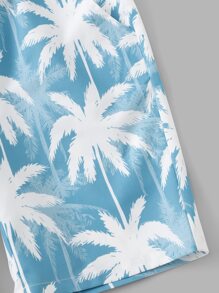 SHEIN Tween Boy Tropical Print Slant Pocket Shorts - Blue and White - View 4