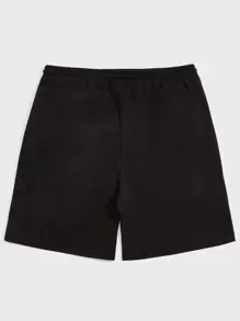 Manfinity VCAY Shorts sueltos con cordón para hombre con patrón impreso de alas de letras y gráficos de animales - Negro - Ver 2
