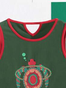 Ashi Turtle Print Tank Top - Dark Green - View 4